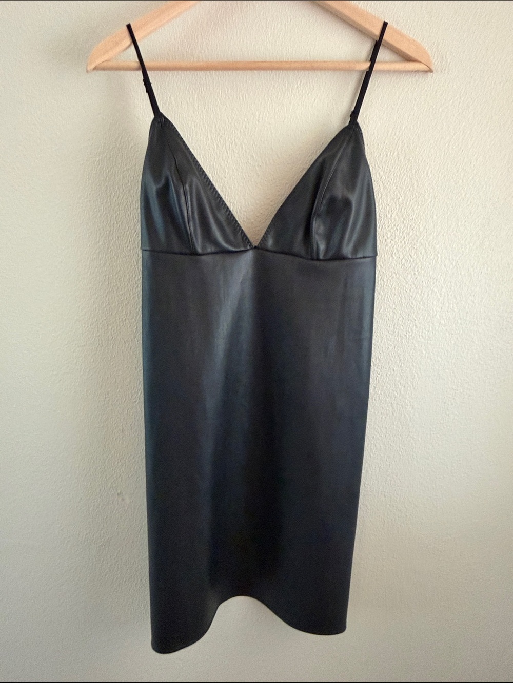 Victoria’s Secret Faux Leather V cut slip dress | black | size medium